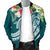 Papua New Guinea Polynesian Men's Bomber Jacket - Summer Plumeria (Turquoise) - Polynesian Pride