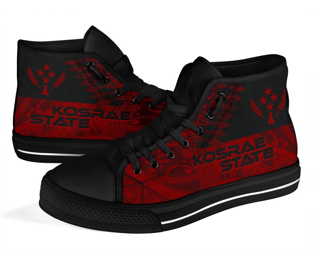 Kosrae State High Top Shoes - Red Color Symmetry Style - Polynesian Pride