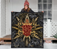 Hawaii Turtle Polynesian Tropical Gold Premium Quilt - Alone Style - AH - Polynesian Pride