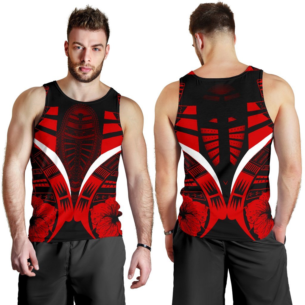 Polynesian Tattoo Men Tank Top Hibiscus Red K9 - Polynesian Pride
