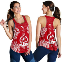 Vanuatu Polynesian Women Tank Top Map Red White - Polynesian Pride