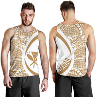 Kanaka Hawaii Map Gold White Polynesian Men's Tank Top - Circle Style Gold - Polynesian Pride