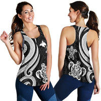 Papua New Guinea Women's Racerback Tank - White Tentacle Turtle - Polynesian Pride