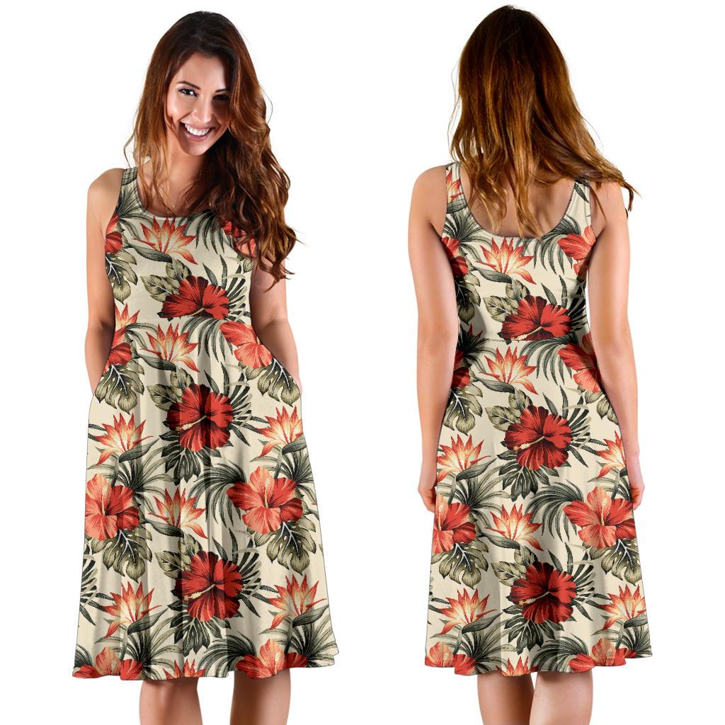 Hawaii Hibiscus Vintage Midi Dress - Polynesian Pride