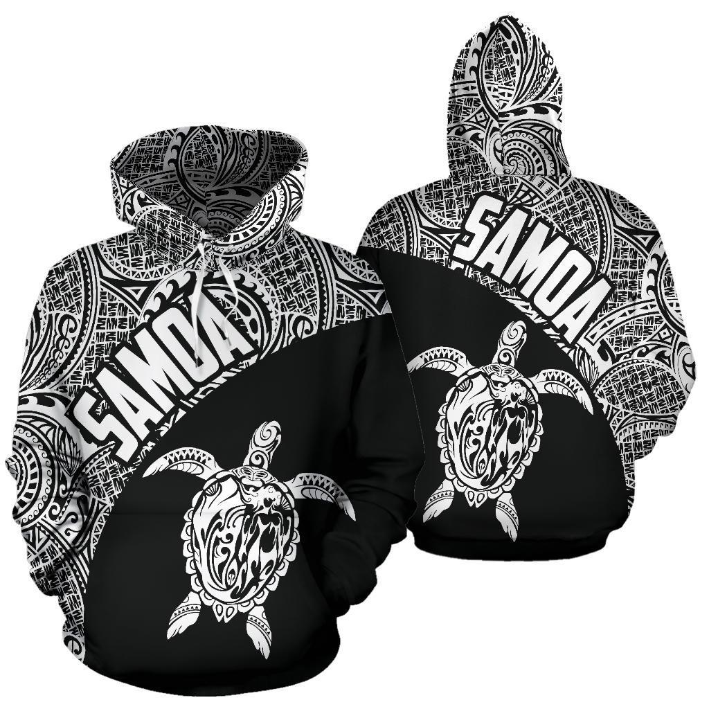 Samoa Hoodie Samoa Turtle Mermaid Polynesian Tattoo White Unisex Black - Polynesian Pride