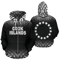 Cook Islands Polynesian Zip up Hoodie Fog Black Unisex Black - Polynesian Pride