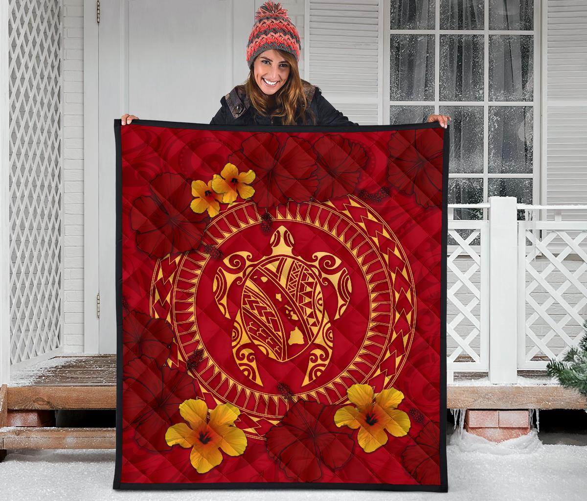 Hawaii Turtle Polynesian Premium Quilt - Oil Style - Polynesian Pride