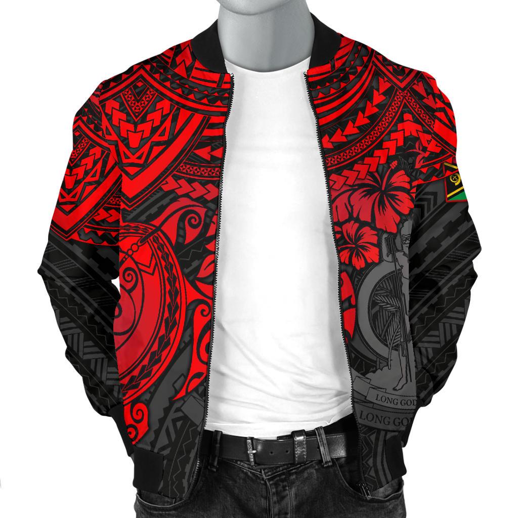 Vanuatu Polynesian Bomber Jacket (Men) - Red Turtle - Polynesian Pride