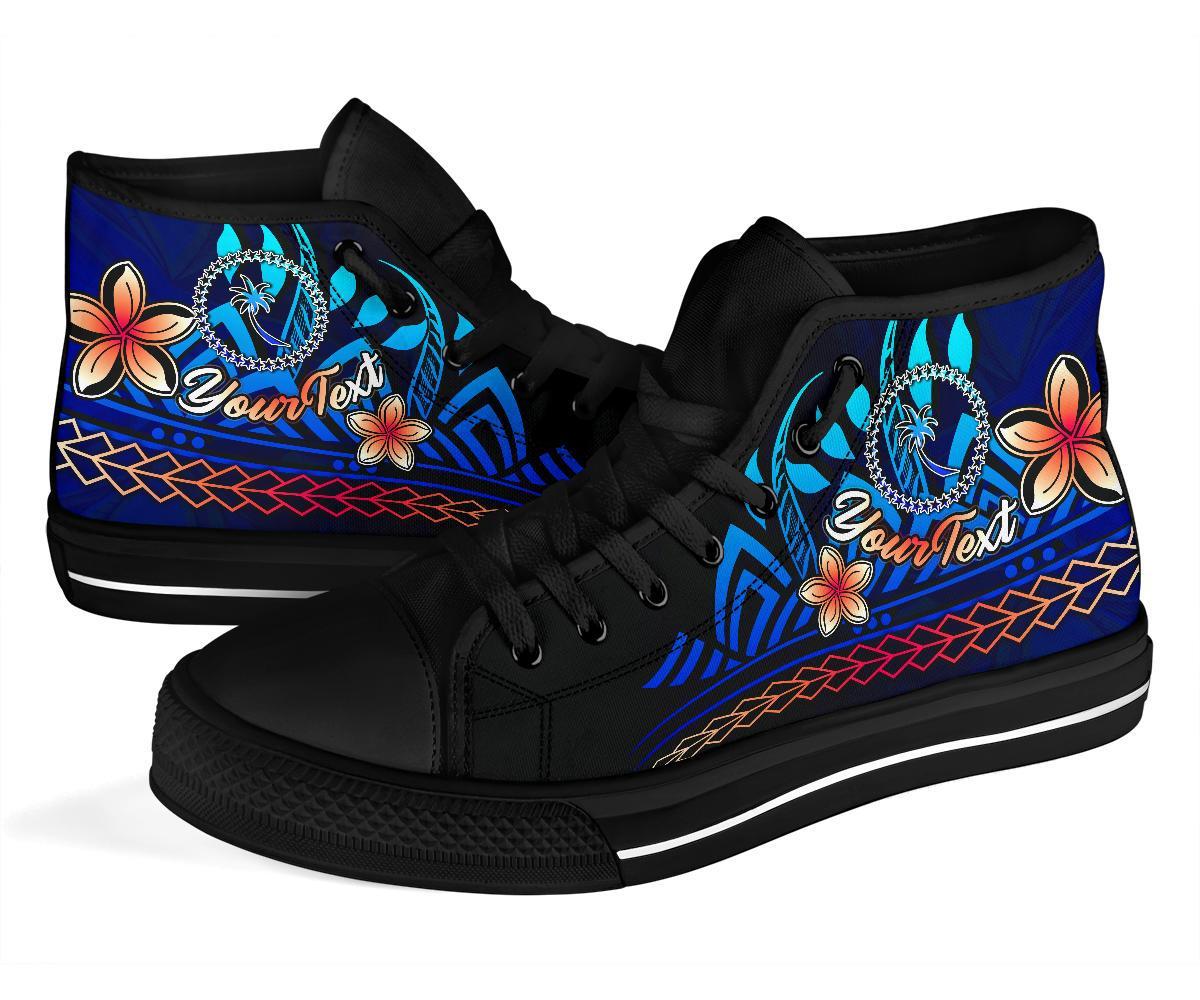 Chuuk Custom Personalised High Top Shoes Blue - Vintage Tribal Mountain - Polynesian Pride
