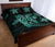 Kanaka Map Hibiscus Plumeria Turtle Art Turquoise Polynesian Quilt Bed Set - Polynesian Pride