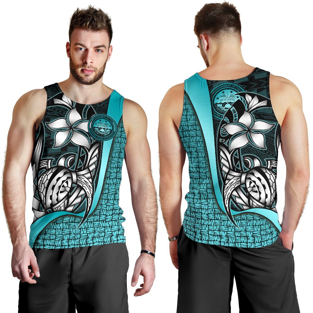 Federated States of Micronesia Men's Tank Top Turquoise - Turtle With Hook Turquoise - Polynesian Pride