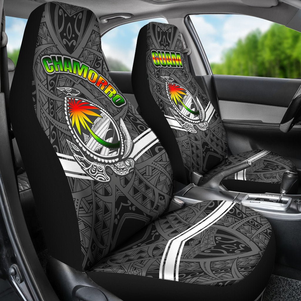 Guam Car Seat Covers - Turtle Guam Seal Chamorro Universal Fit Grey - Polynesian Pride