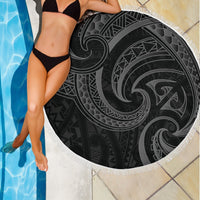 New Zealand Maori Mangopare Beach Blanket Polynesian - Black - Polynesian Pride