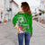 FSM Women's Off Shoulder Sweater - Turtle Plumeria (Green) - Polynesian Pride