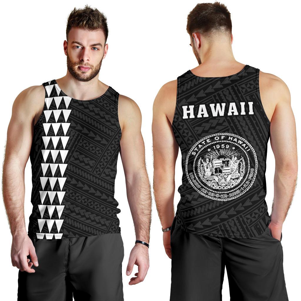 Hawaii Kakau Polynesian Coat Of Arms Men's Tank Top - White White - Polynesian Pride