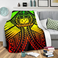 Samoa Polynesian Premium Blanket - Samoa Reggae Seal with Polynesian Tattoo - Polynesian Pride