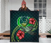 Pohnpei Polynesian Premium Quilt - Green Turtle Hibiscus - Polynesian Pride