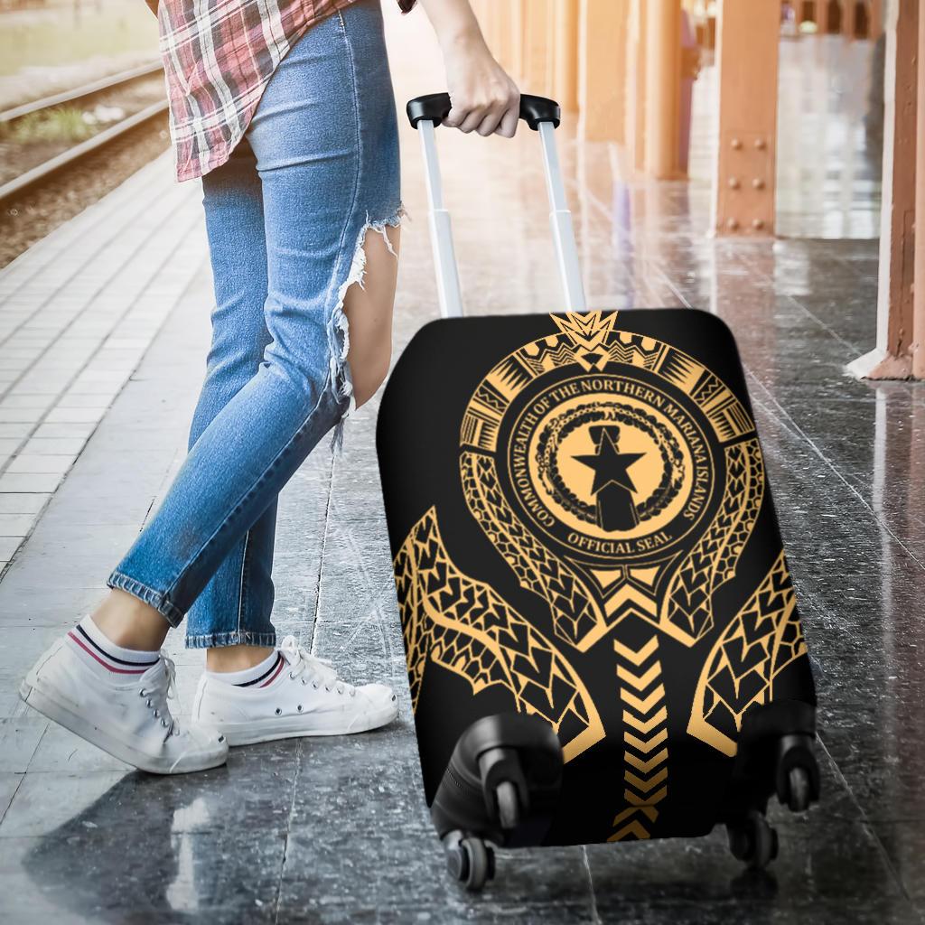 Northern Mariana Islands Luggage Cover - Micronesian Tribal Gold - Polynesian Pride