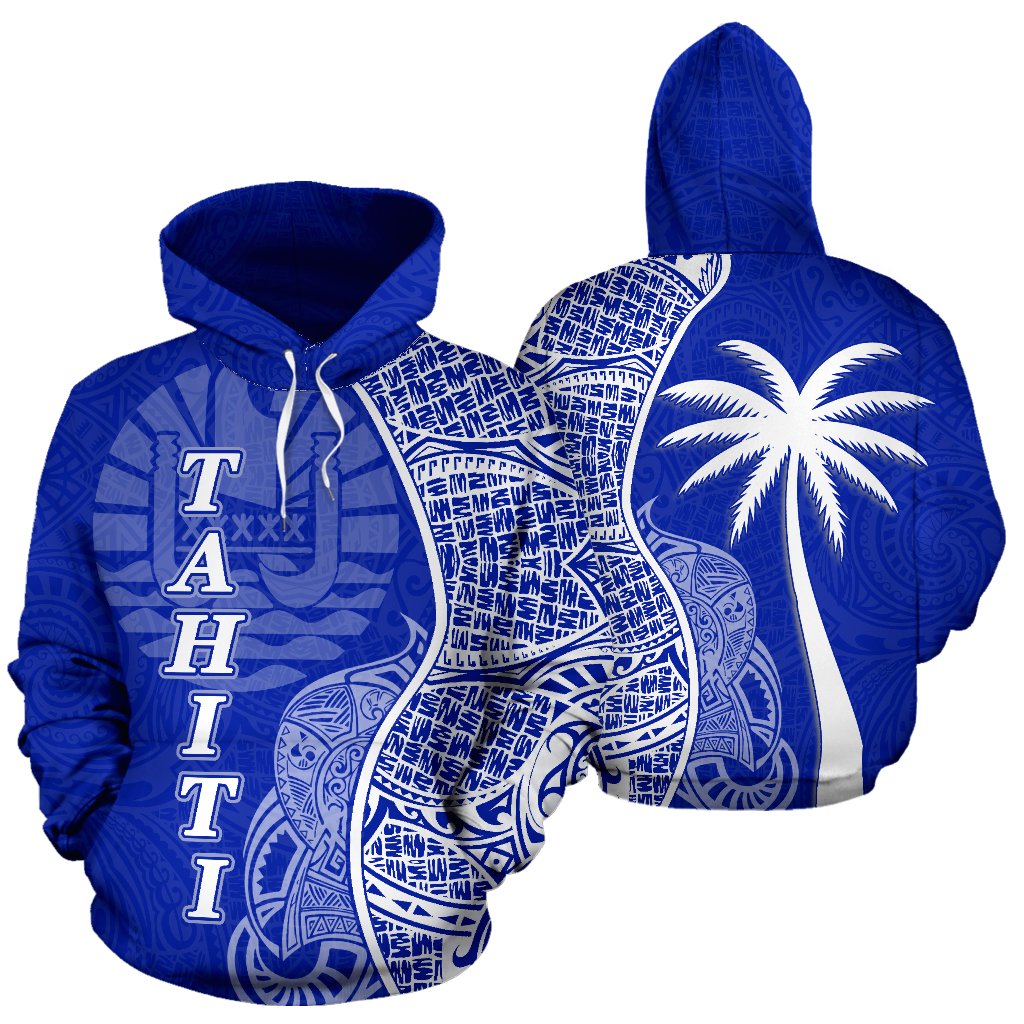 Tahiti Polynesian Hoodie Coconut Tree Blue Unisex Blue - Polynesian Pride