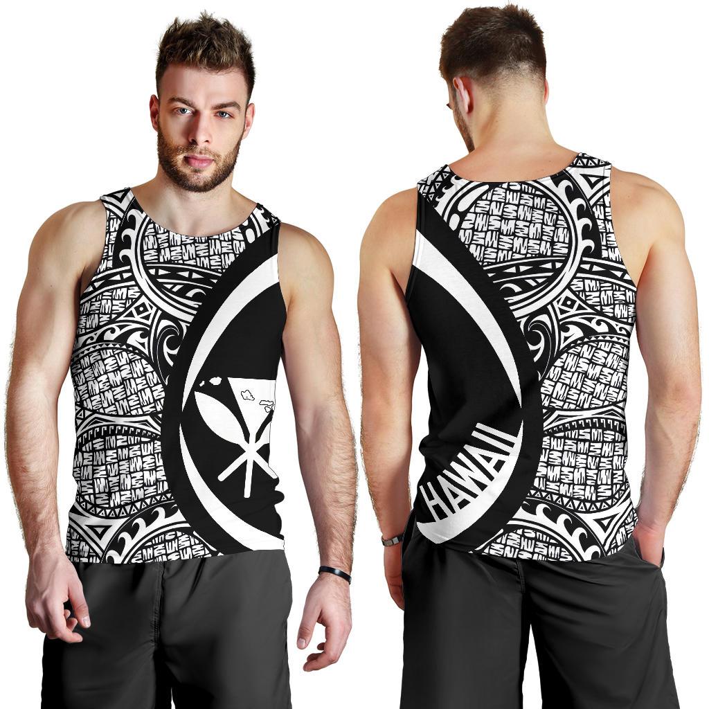 Kanaka Hawaii Map White Polynesian Men's Tank Top - Circle Style White - Polynesian Pride