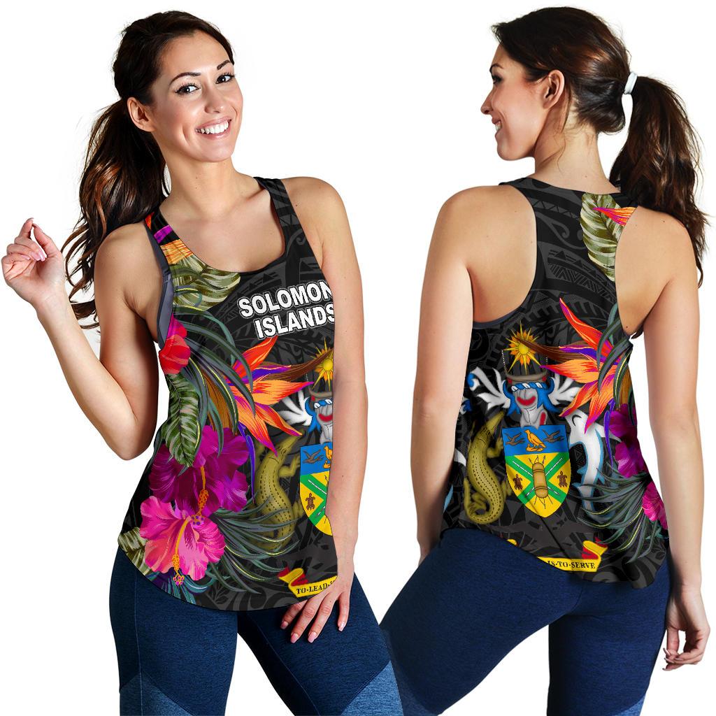 Solomon Islands Women's Racerback Tank - Polynesian Hibiscus Pattern - Polynesian Pride