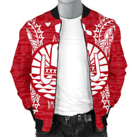 French Polynesia Polynesian Men's Bomber Jacket Map Red White - Polynesian Pride