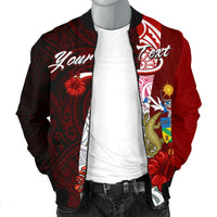 Polynesian Custom Personalised Men's Bomber Jacket - Coat Of Arm With Hibiscus - Polynesian Pride
