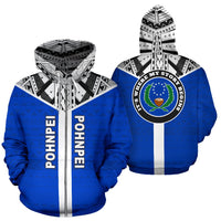 Pohnpei All Over Zip up Hoodie Micronesian Homeland Unisex Blue - Polynesian Pride