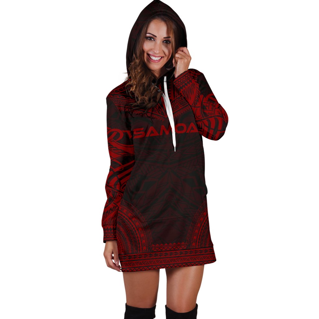 Samoa Women's Hoodie Dress - Polynesian Red Chief - Polynesian Pride