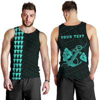 Hawaii Kakau Polynesian Anchor Personalized Men's Tank Top - Turquoise Turquoise - Polynesian Pride