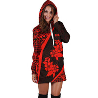 Hawaii Polynesian Hoodie Dress - Hawaii Hibiscus Polynesian Tattoo Red TH5 - Polynesian Pride
