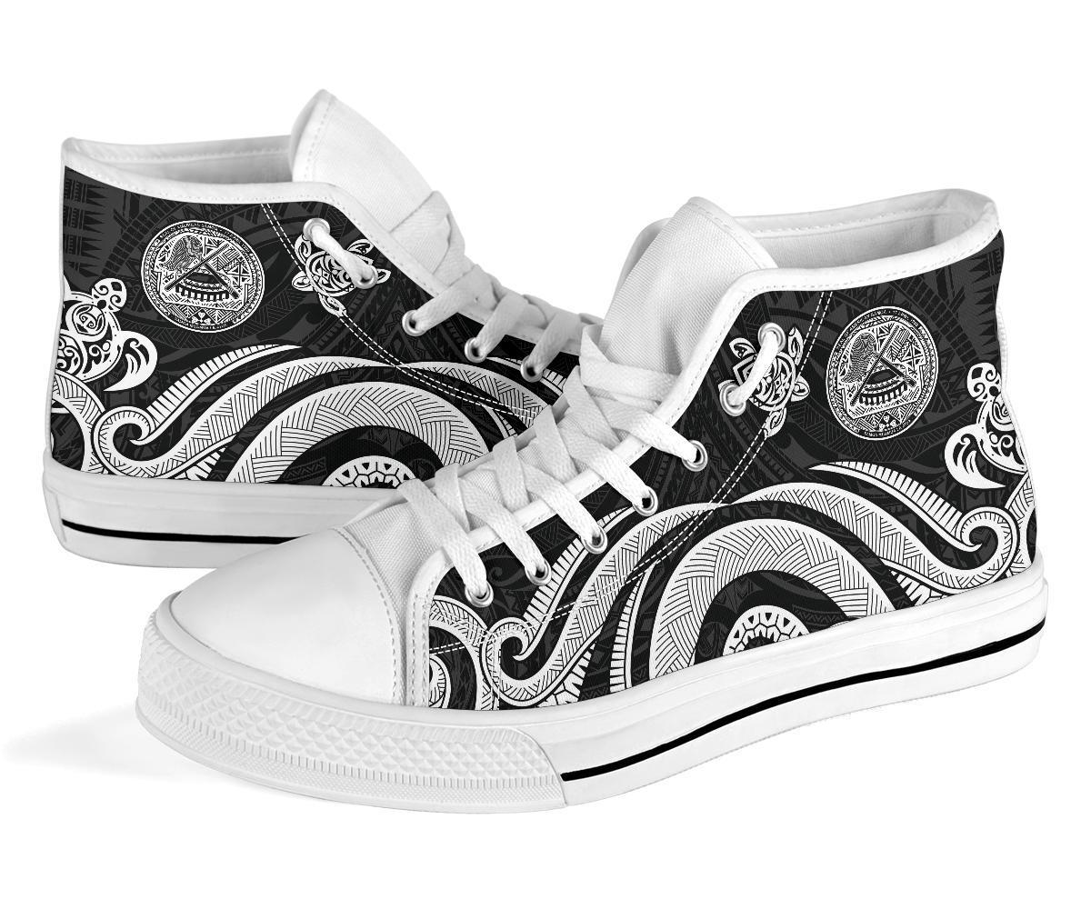 American Samoa High Top Shoes - White Tentacle Turtle - Polynesian Pride