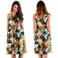 Hawaii Tropical Jungle Parrots And Flamingos Pattern Midi Dress - Polynesian Pride