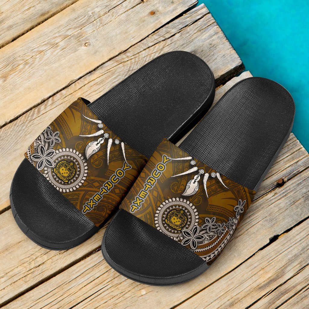 Samoa Custom Personalised Slide Sandals - Polynesian Boar Tusk Black - Polynesian Pride