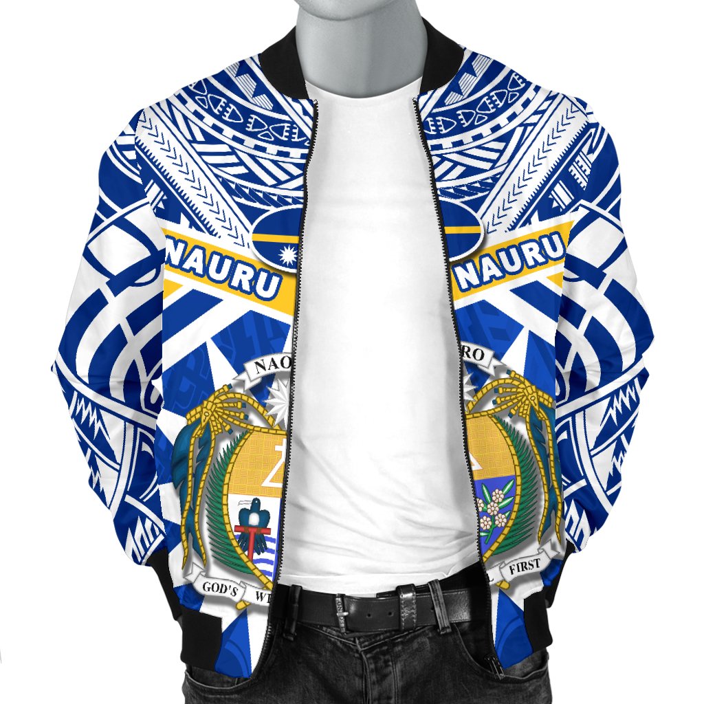 Nauru Rugby Men Bomber Jacket Symbol Star Polynesian - Polynesian Pride
