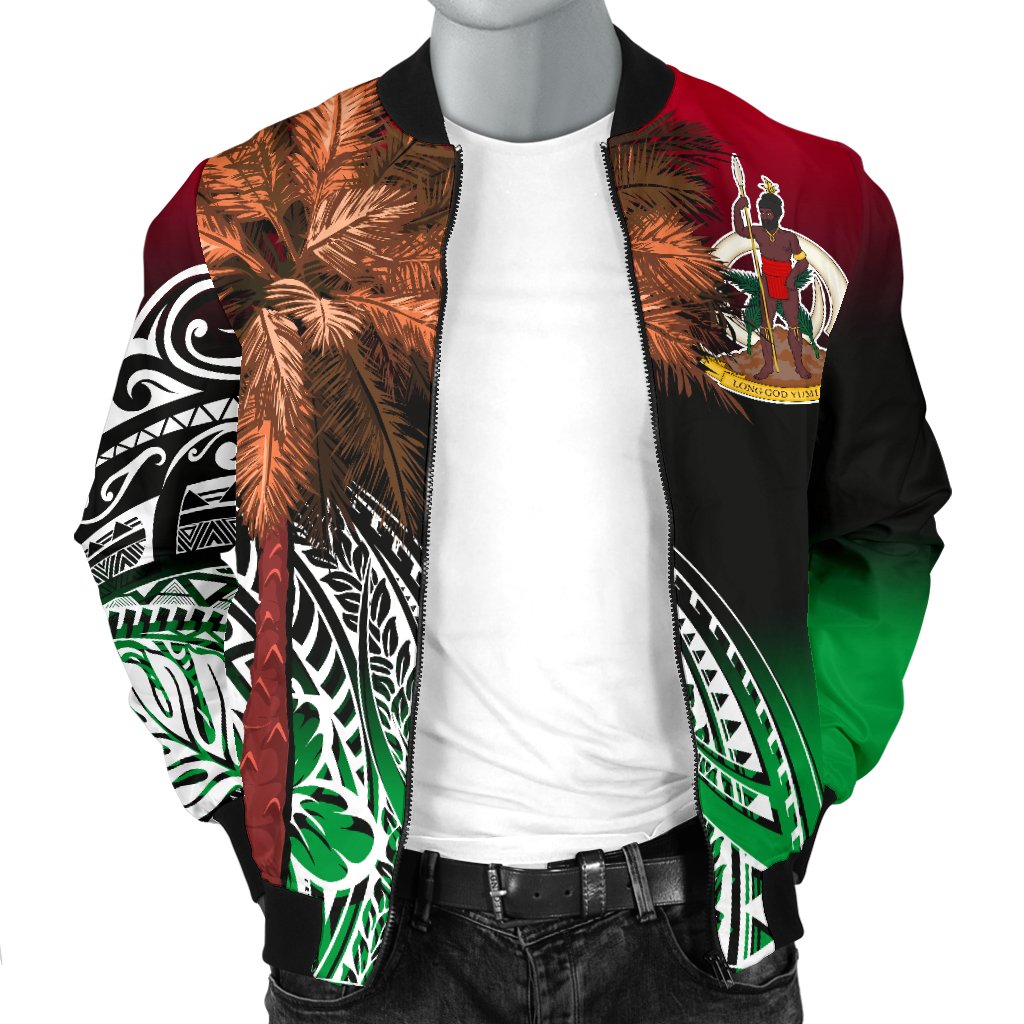 Vanuatu Men's Bomber Jacket Polynesian Palm Tree Flag - Polynesian Pride