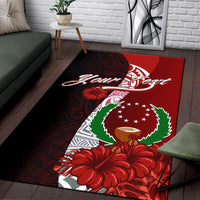 Pohnpei Micronesia Custom Personalised Area Rug - Coat Of Arm With Hibiscus - Polynesian Pride