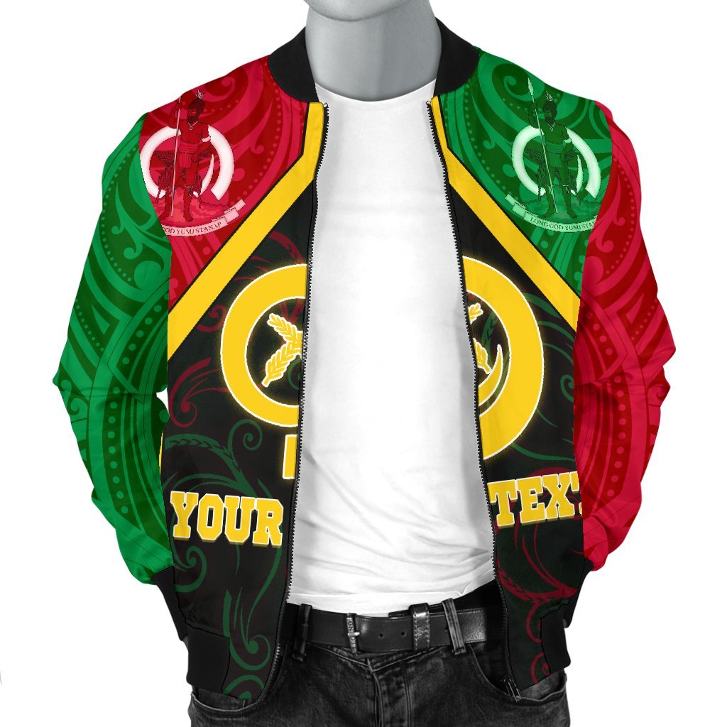 Polynesian Vanuatu Custom Personalised Men's Bomber Jacket - Vanuatu Flag and Coat Of Arms - Polynesian Pride