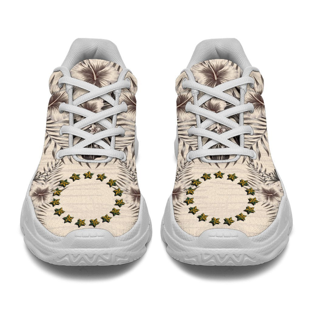Cook Islands Chunky Sneakers - The Beige Hibiscus - Polynesian Pride