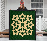 Hawaiian Premium Quilt Royal Pattern - Green - A1 Style - Polynesian Pride