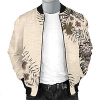 Niue Men's Bomber Jacket - The Beige Hibiscus - Polynesian Pride