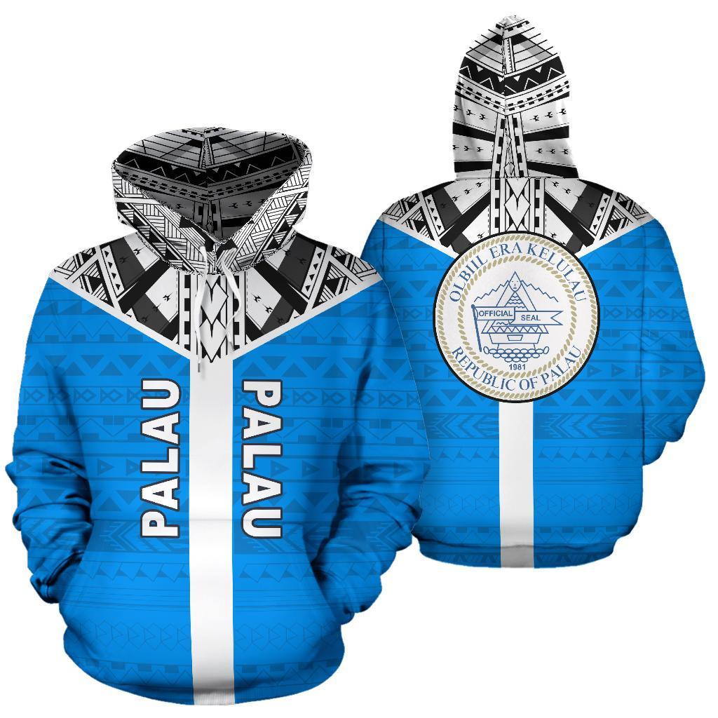 Palau Pullover Hoodie Palau Seal A6 Unisex Blue - Polynesian Pride