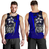 Pohnpei Micronesia Men's Tank Top Blue - Turtle With Hook Blue - Polynesian Pride