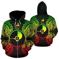 Yap Polynesian All Over Zip up Hoodie Map Reggae Unisex Reggae - Polynesian Pride