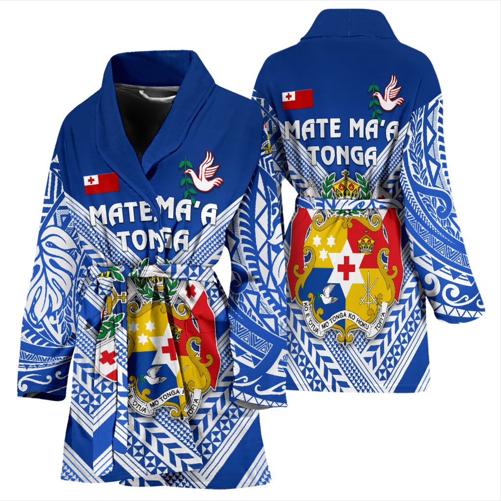 Mate Ma'a Tonga Rugby Women's Bath Robe Polynesian Creative Style - Blue - Polynesian Pride
