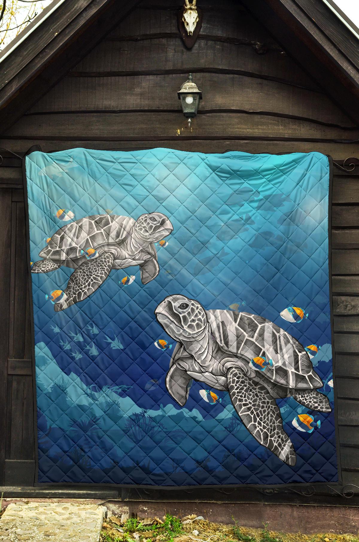 Turtle And Humuhumunukunukuapua'a Premium Quilt - Polynesian Pride