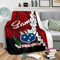 Samoa Polynesian Premium Blanket - Tribal Wave Tattoo Flag Tattoo - Polynesian Pride