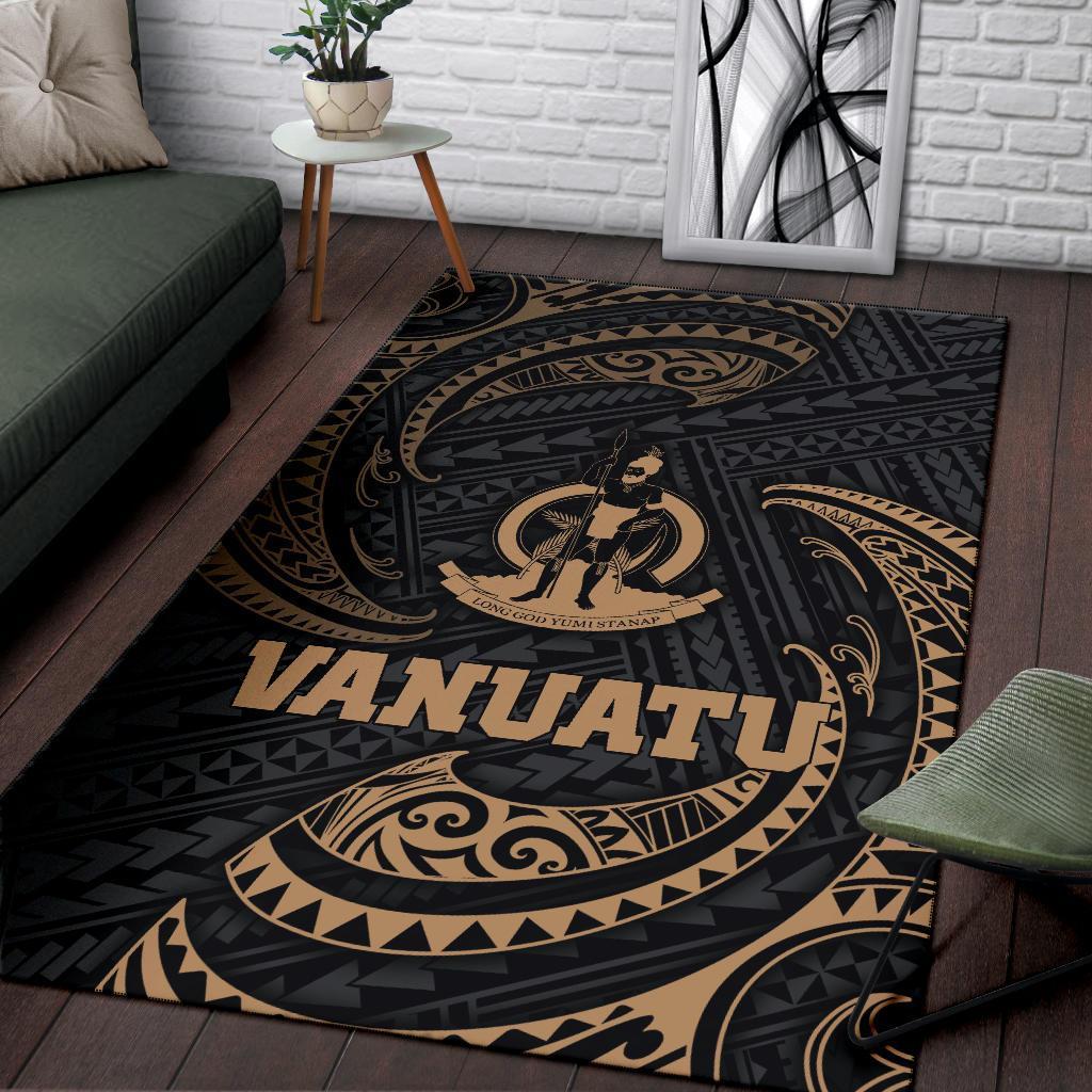 Vanuatu Polynesian Area Rug - Gold Tribal Wave - Polynesian Pride