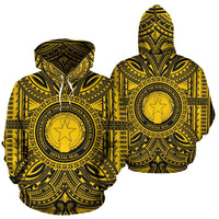 Northern Mariana Islands ll Over Hoodie Northern Mariana Islands Coat of rms Polynesian Gold Black - Polynesian Pride