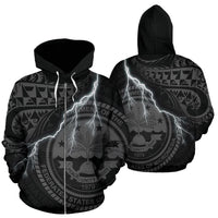 Federated States of Micronesian Zip up Hoodie Lighting Thunder Unisex Black - Polynesian Pride